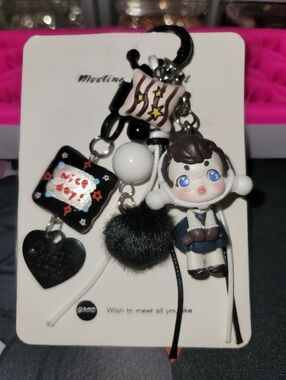 Custom Made Skull Panda Keychai/Bag Charm/Phone Charm-Black & White